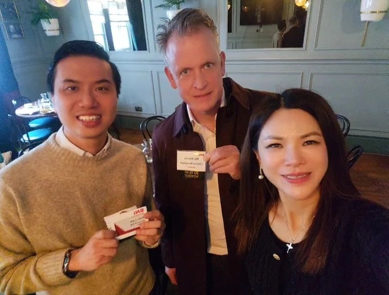 Alan Law, Mel Kenny, and Gina Cheng together at BNI Endeavour, Covent Garden