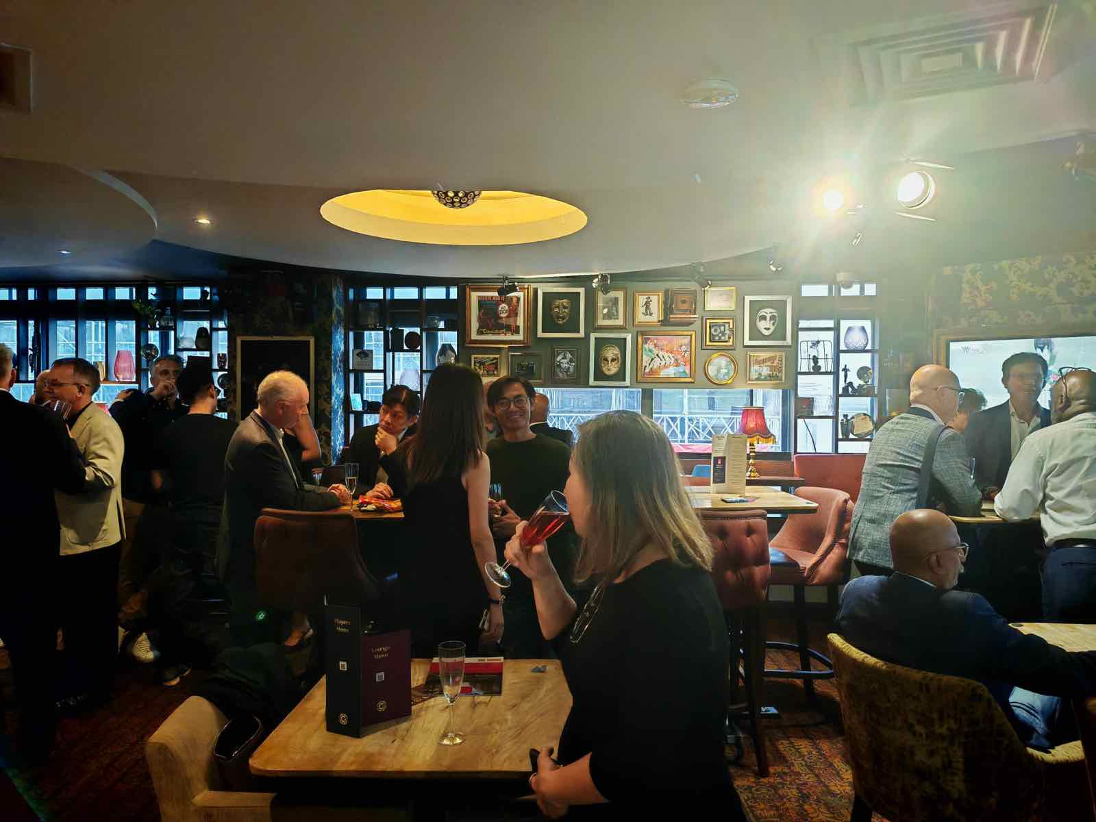 V8 Nexus members networking over drinks at the Backstage Bar, Grosvenor Rialto Casino, Piccadilly